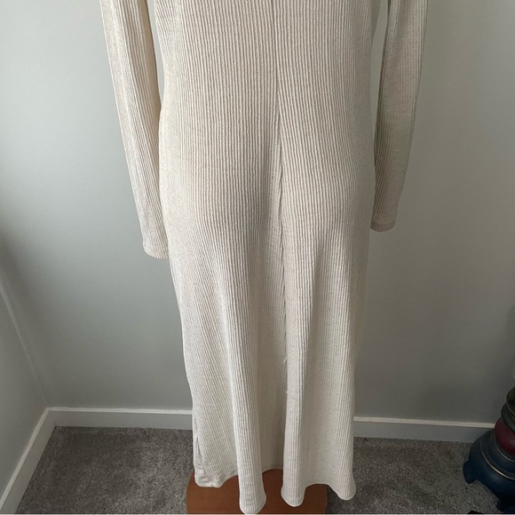 Topshop Maternity Maxi Ribbed Dress Long Sleeve Cream Size 12 Large - Picture 5 of 12
